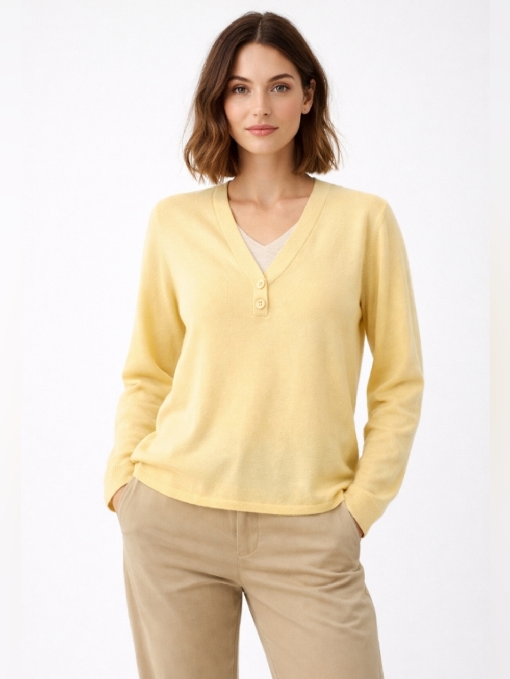 Avenue V-Neck Pull Over Sweater 14 16 Soft Yellow